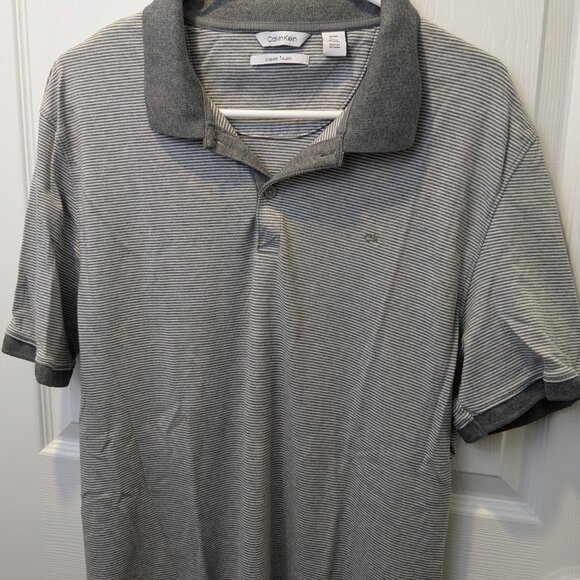 Calvin Klein Men's Liquid Touch XL Gray Stripe Collared Shirt - Picture 6 of 12